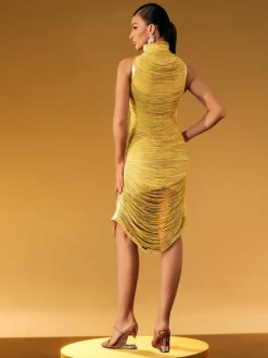 Dresses|Midi Dresses*Mew Mews Fashion Zulekha High Neck Fringe Midi Dress