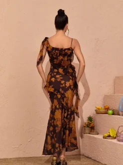 Dresses*Mew Mews Fashion Zuri Ruffle Floral Printed Maxi Dress