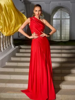 Dresses|Maxi Dresses*Mew Mews Fashion Zyxara One Shoulder Split Maxi Dress